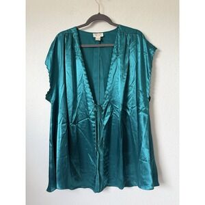 Vintage Victoria's Secret Gold Label Robe Size‎ L Womens Turquoise Teal